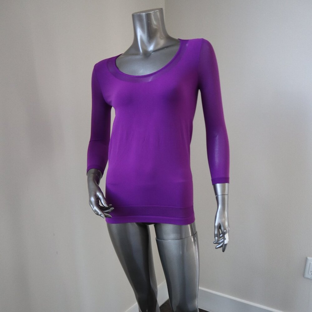 Wolford Stretch Top in Hyacinth Purple with Mesh Details New Tags Size Small - Picture 2 of 9